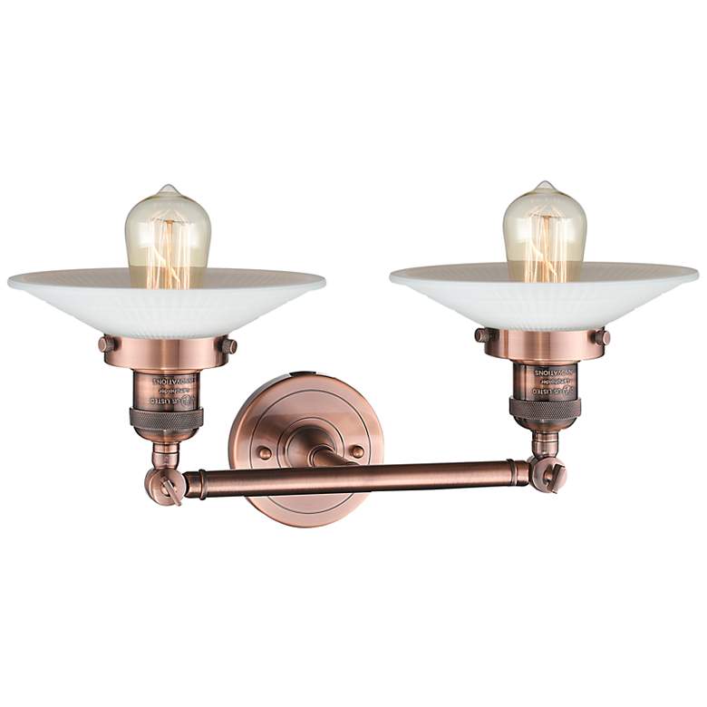 Image 2 Halophane 7" High Antique Copper 2-Light Wall Sconce more views