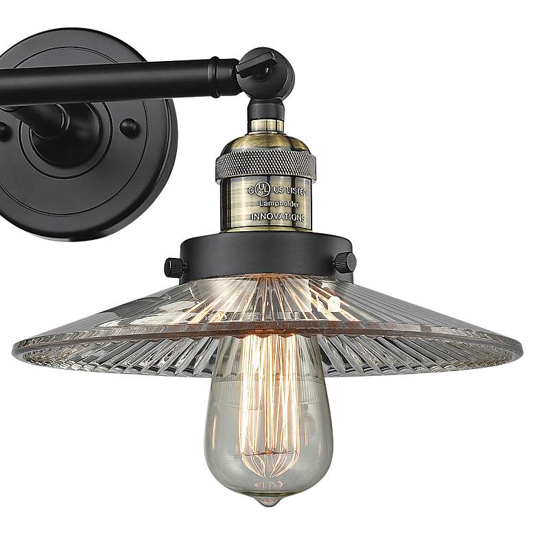 Image 2 Halophane 7"H Black and Brass 2-Light Adjustable Wall Sconce more views