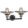 Halophane 7"H Black and Brass 2-Light Adjustable Wall Sconce