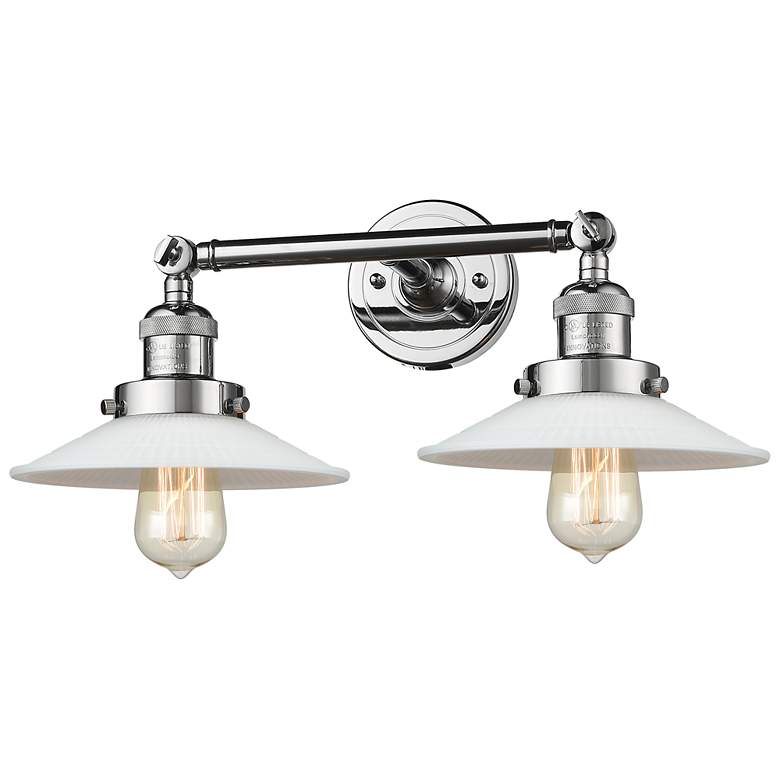 Image 1 Halophane 7"H Polished Chrome 2-Light Sconce w/ White Glass