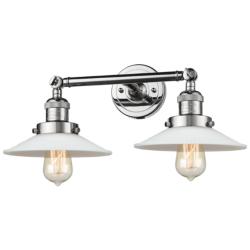 Halophane 7"H Polished Chrome 2-Light Sconce w/ White Glass