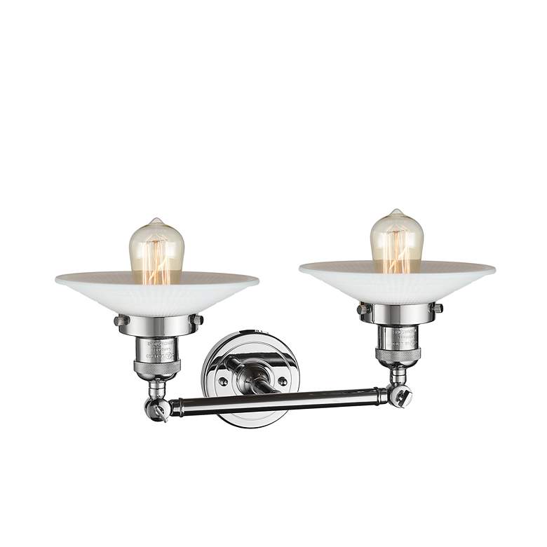 Image 2 Halophane 7"H Polished Chrome 2-Light Sconce w/ White Glass more views