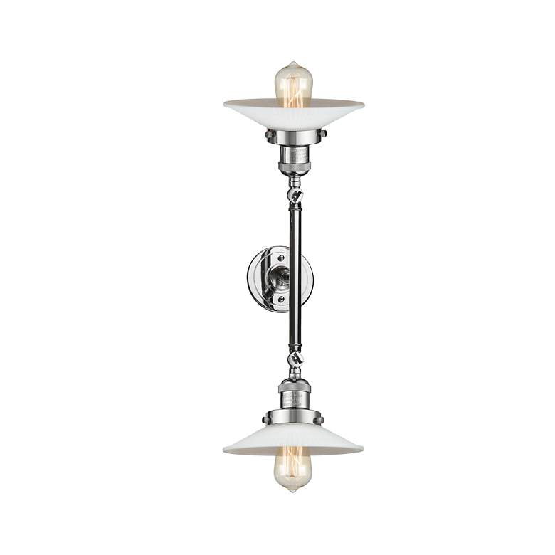 Image 3 Halophane 7"H Polished Chrome 2-Light Sconce w/ White Glass more views