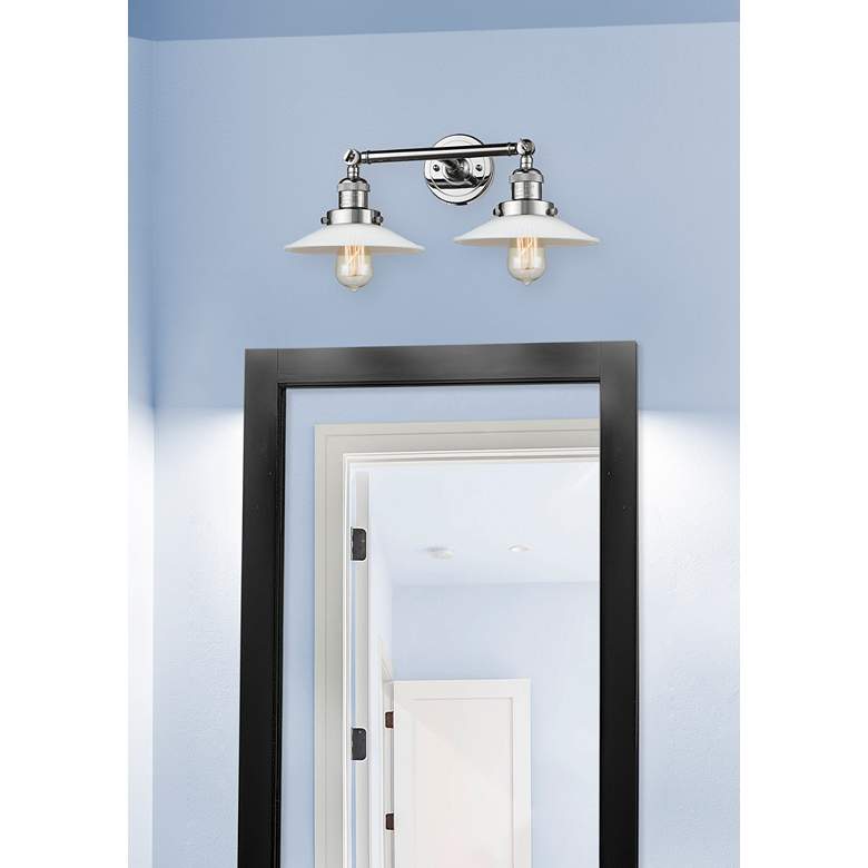 Image 5 Halophane 7"H Polished Chrome 2-Light Sconce w/ White Glass more views