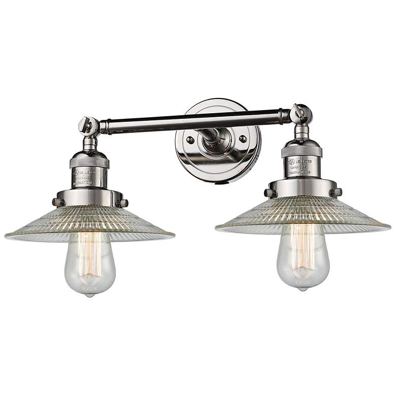 Image 1 Halophane 7 inchH Polished Nickel 2-Light Adjustable Wall Sconce