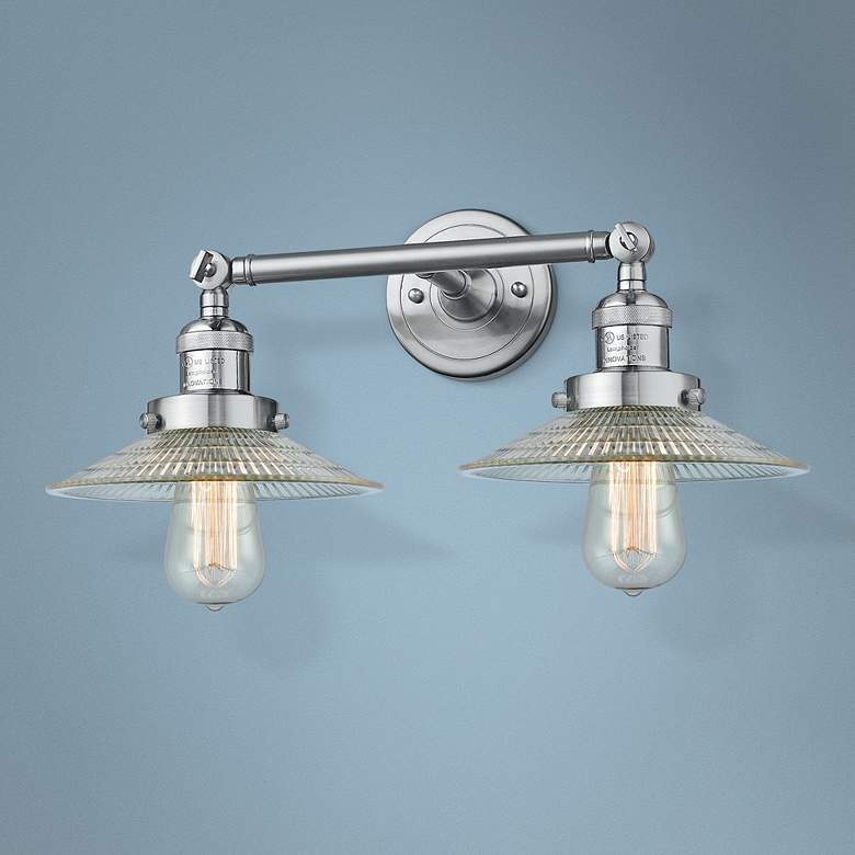 Image 1 Halophane 7"H Satin Nickel 2-Light Adjustable Wall Sconce