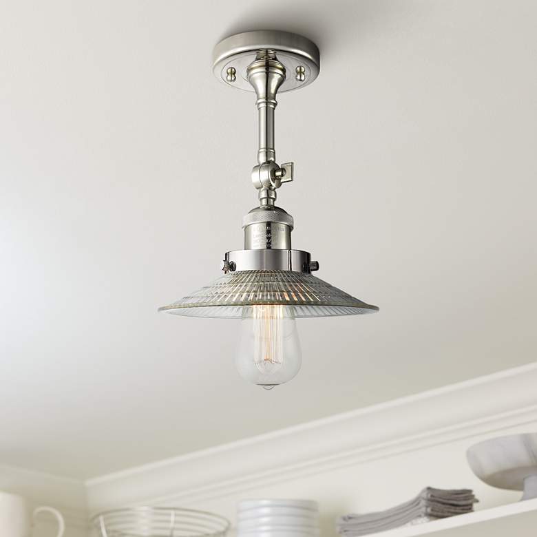 Image 1 Halophane 8 1/2 inchW Polished Nickel Adjustable Ceiling Light