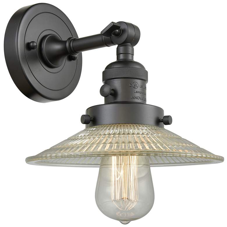 Image 1 Halophane 8" High Oil Rubbed Bronze Sconce w/ Clear Halophane Shade
