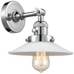 Halophane 8" High Polished Chrome Sconce w/ Matte White Halophane Shad