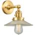 Halophane 8" High Satin Gold Sconce w/ Clear Halophane Shade