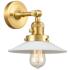 Halophane 8" High Satin Gold Sconce w/ Matte White Halophane Shade