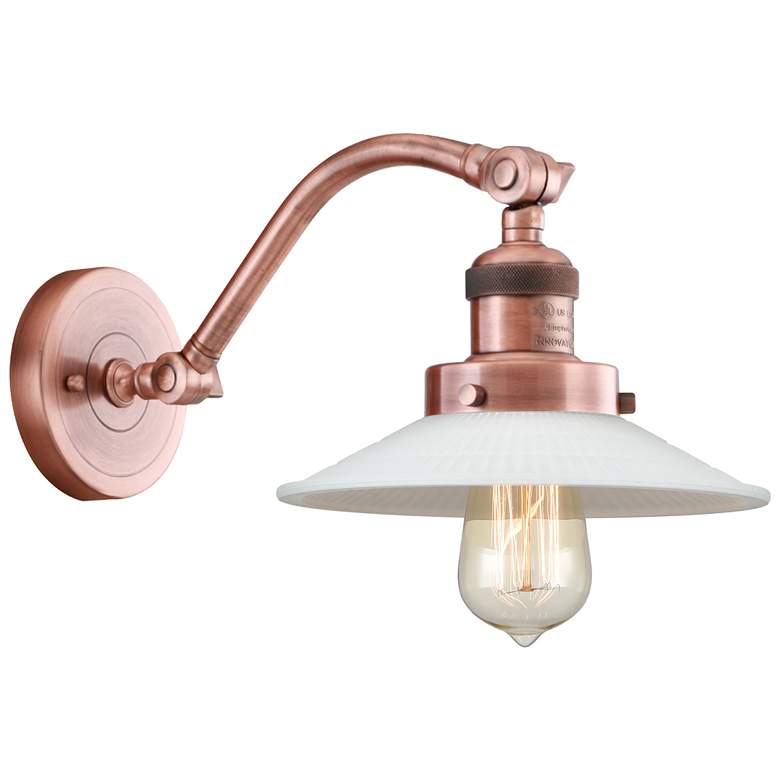 Image 1 Halophane 9 inch Antique Copper Sconce w/ Matte White Shade