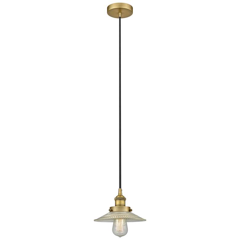 Image 1 Halophane 9" Brushed Brass Mini Pendant w/ Clear Shade