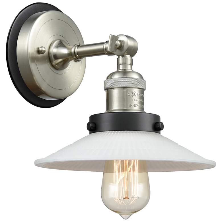 Image 1 Halophane 9" Brushed Satin Nickel Sconce w/ Matte White Shade