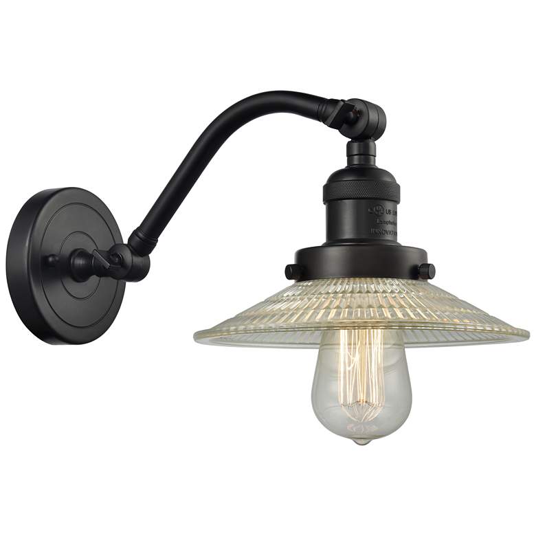 Image 1 Halophane 9" LED Sconce - Bronze Finish - Clear Halophane Shade