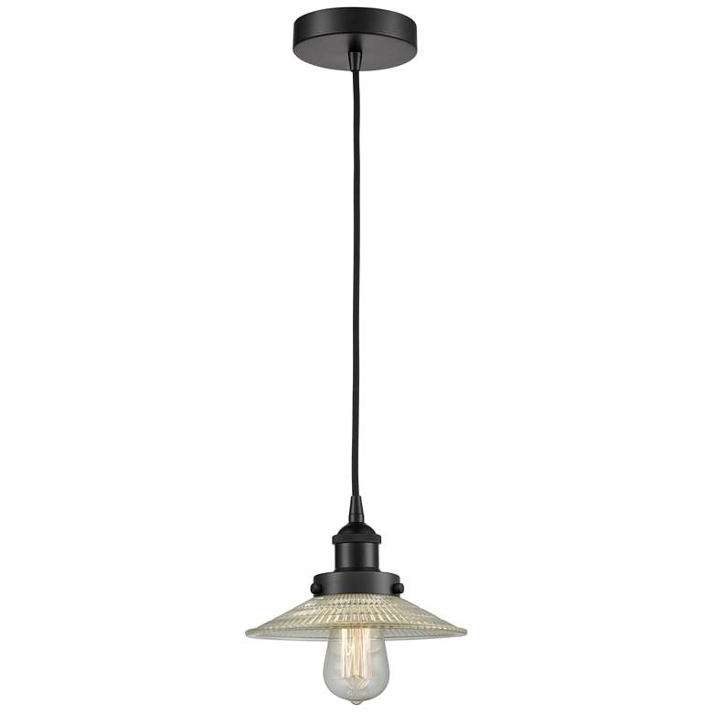 Image 1 Halophane 9" Matte Black Mini Pendant w/ Clear Shade