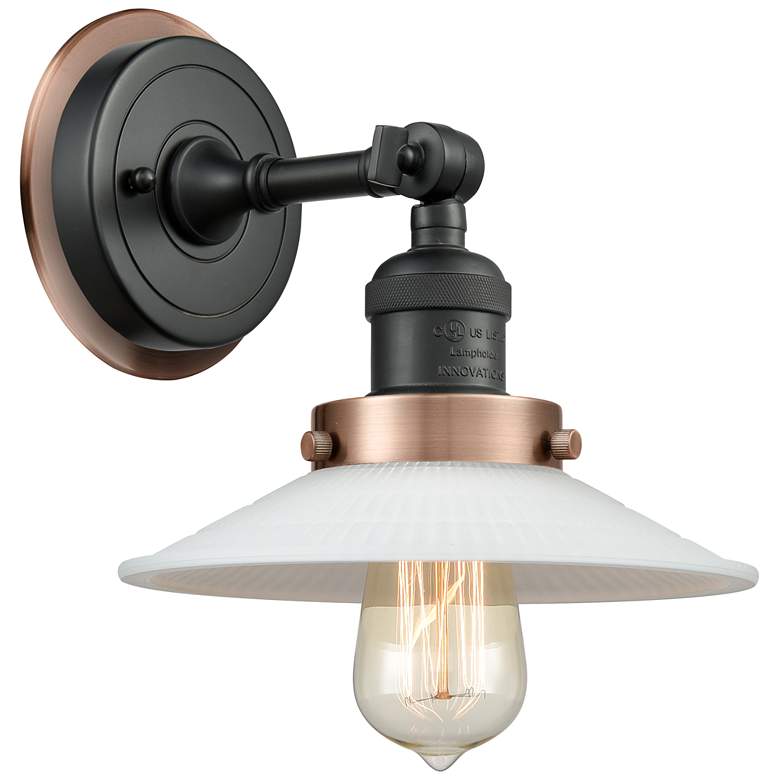 Image 1 Halophane 9" Matte Black Sconce w/ Matte White Shade