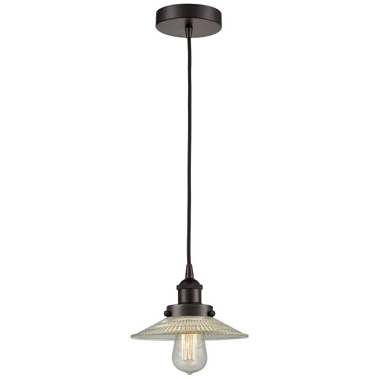 Image 1 Halophane 9" Oil Rubbed Bronze Mini Pendant w/ Clear Shade