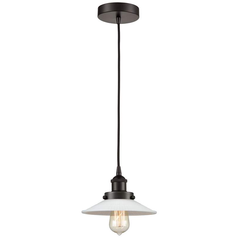Image 1 Halophane 9" Oil Rubbed Bronze Mini Pendant w/ Matte White Shade