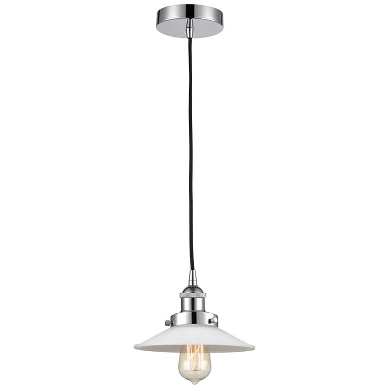 Image 1 Halophane 9" Polished Chrome Mini Pendant w/ Matte White Shade