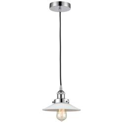 Halophane 9" Polished Chrome Mini Pendant w/ Matte White Shade