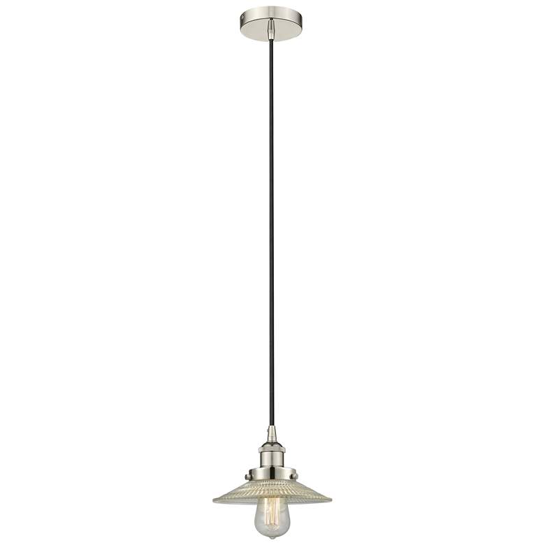 Image 1 Halophane 9" Polished Nickel Mini Pendant w/ Clear Shade