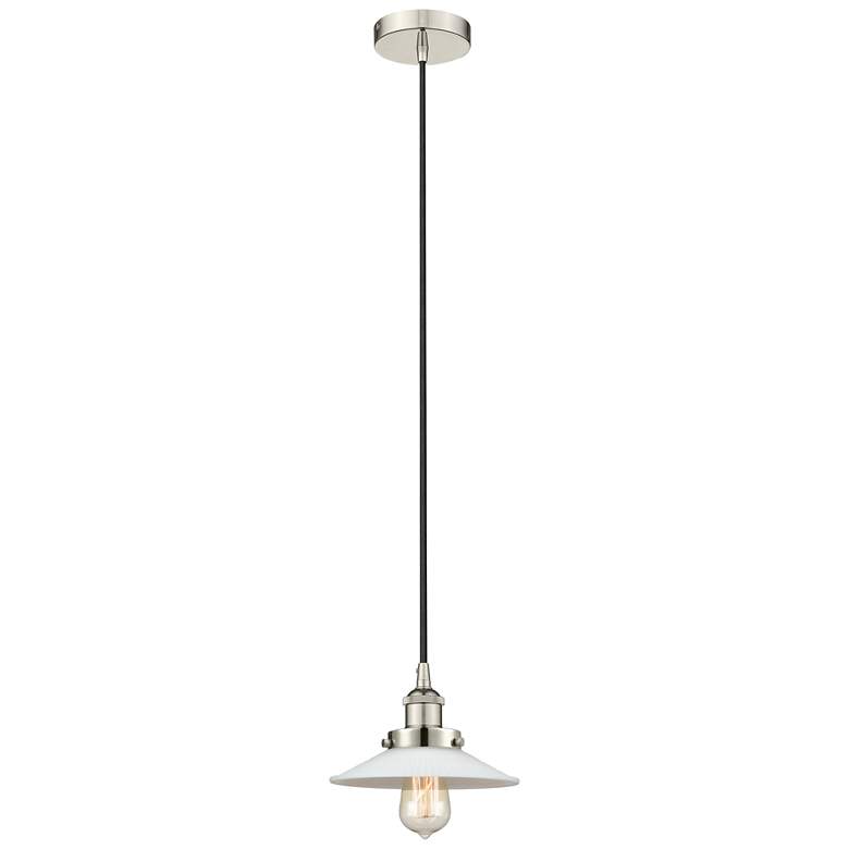 Image 1 Halophane 9" Polished Nickel Mini Pendant w/ Matte White Shade