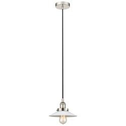 Halophane 9" Polished Nickel Mini Pendant w/ Matte White Shade