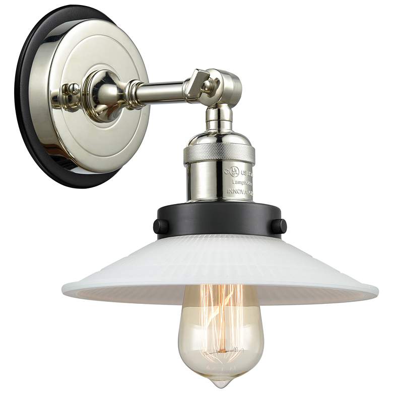 Image 1 Halophane 9" Polished Nickel Sconce w/ Matte White Shade