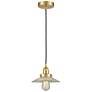 Halophane 9" Satin Gold Mini Pendant w/ Clear Shade