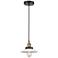 Halophane 9"W Black Brass Corded Mini Pendant w/ White Halophane Shade