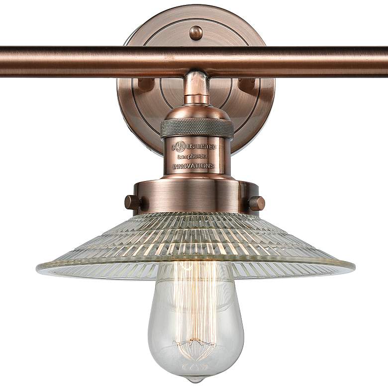 Image 2 Halophane Antique Copper and Glass 32" Wide Bath Light more views