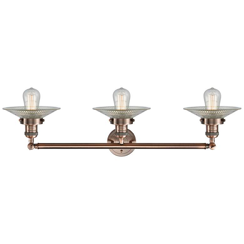 Image 3 Halophane Antique Copper and Glass 32" Wide Bath Light more views