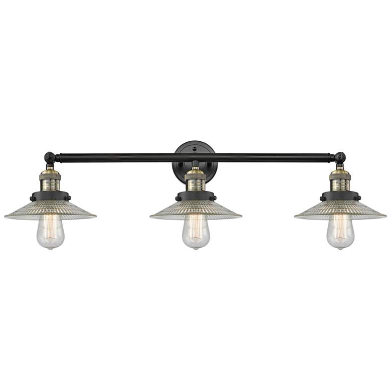 Image 1 Halophane Collection Black Brass 32 inch Wide Bath Light