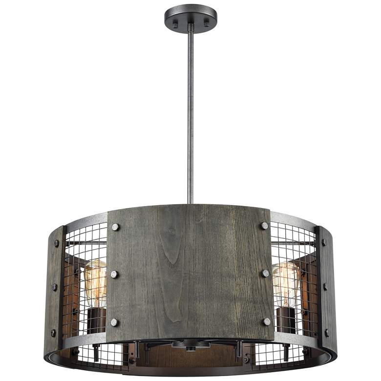 Image 1 Halstead 24 inch Wide 6-Light Chandelier - Ash Gray