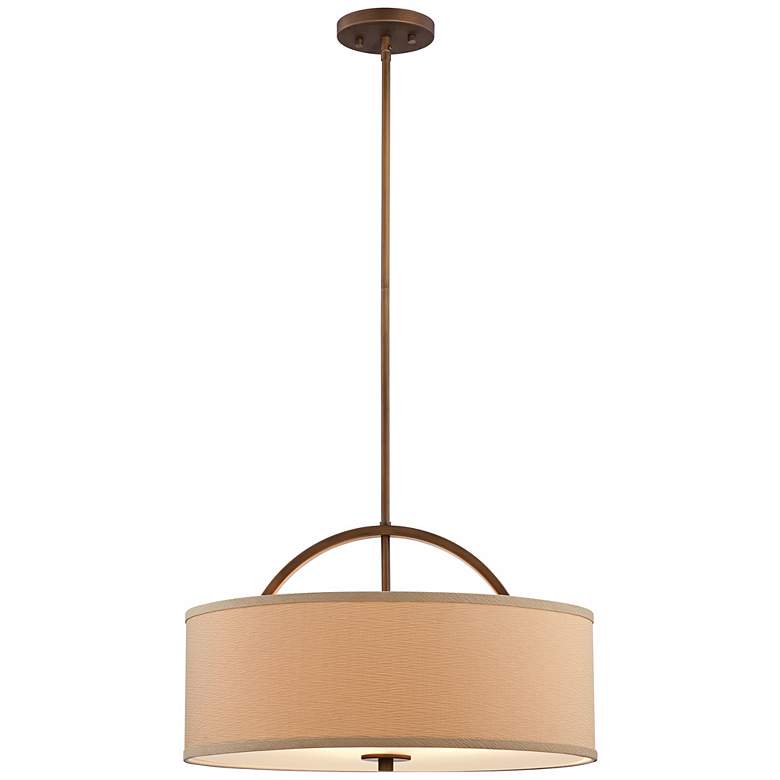 Halsted 20&quot; Wide Linen Shade and Brushed Bronze Pendant Light
