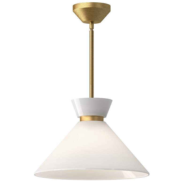 Image 1 Halston 14 1/4" Wide Brushed Gold Cone Pendant Light