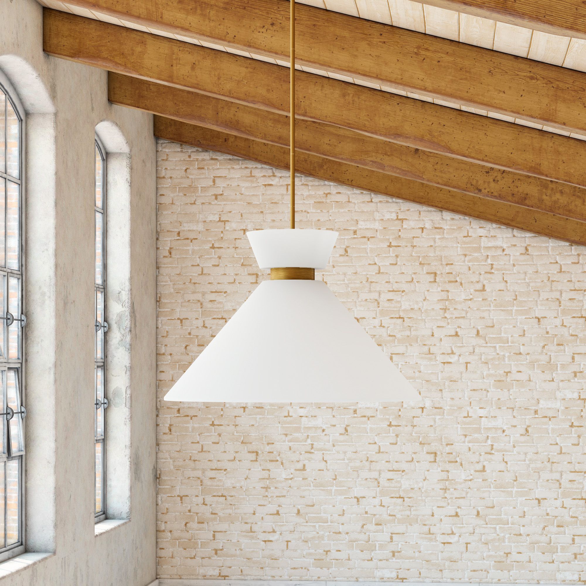 Image 3 Halston 14 1/4" Wide Brushed Gold Cone Pendant Light more views