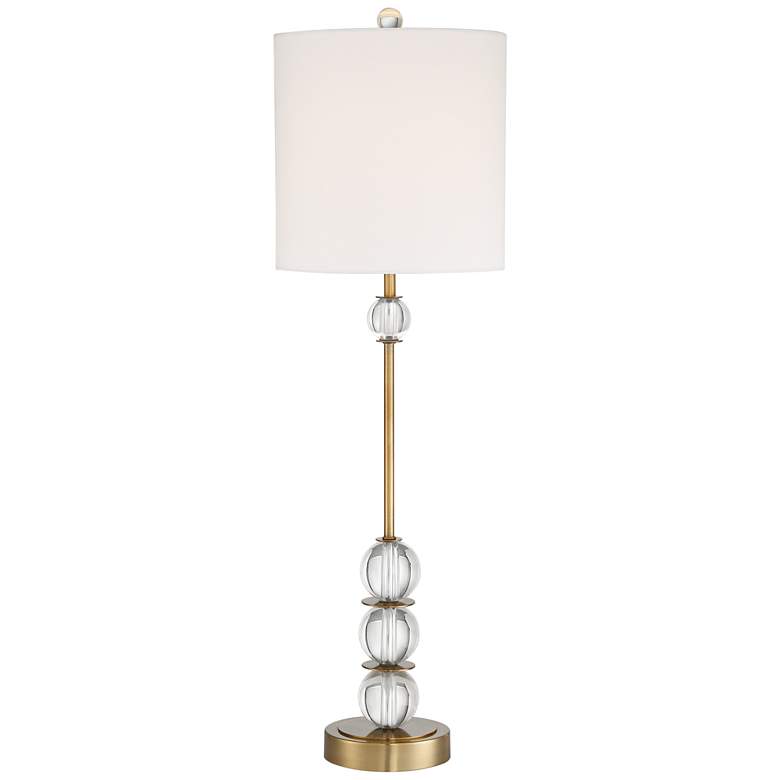 Image 2 Halston Brass Crystal Buffet Table Lamp with Tabletop Dimmer
