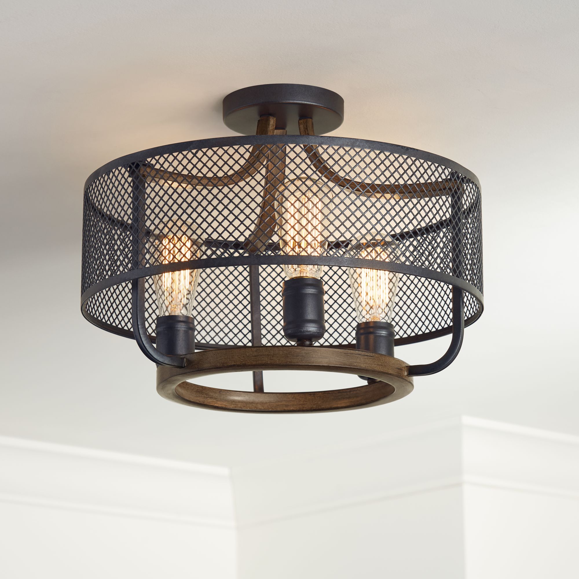 black mesh ceiling light