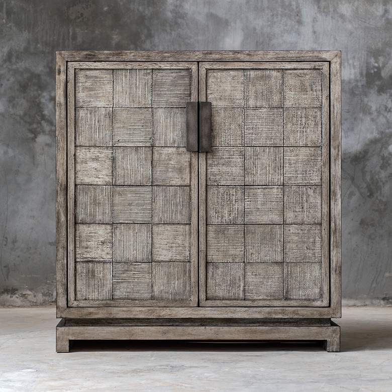 Image 1 Hamadi 34" Wide Warm Metallic Gray 2-Door Accent Cabinet