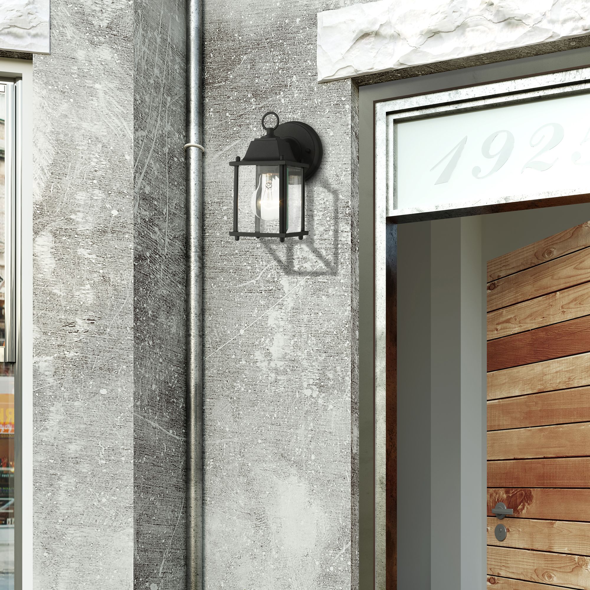 Hamilton 1 Light Textured Black Outdoor Wall Lantern