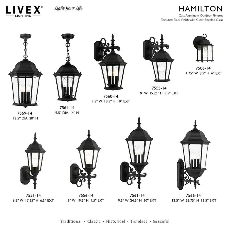 Image 3 Hamilton 1 Light Textured Black Outdoor Wall Lantern more views