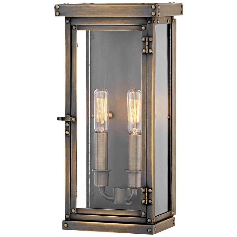 Image 1 Hamilton 14 1/4" High Dark Antique Brass Outdoor Wall Light
