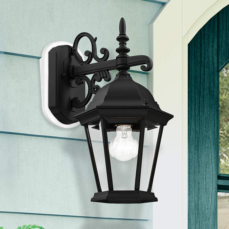 Image 1 Hamilton 15 1/4" High Textured Black Outdoor Wall Light