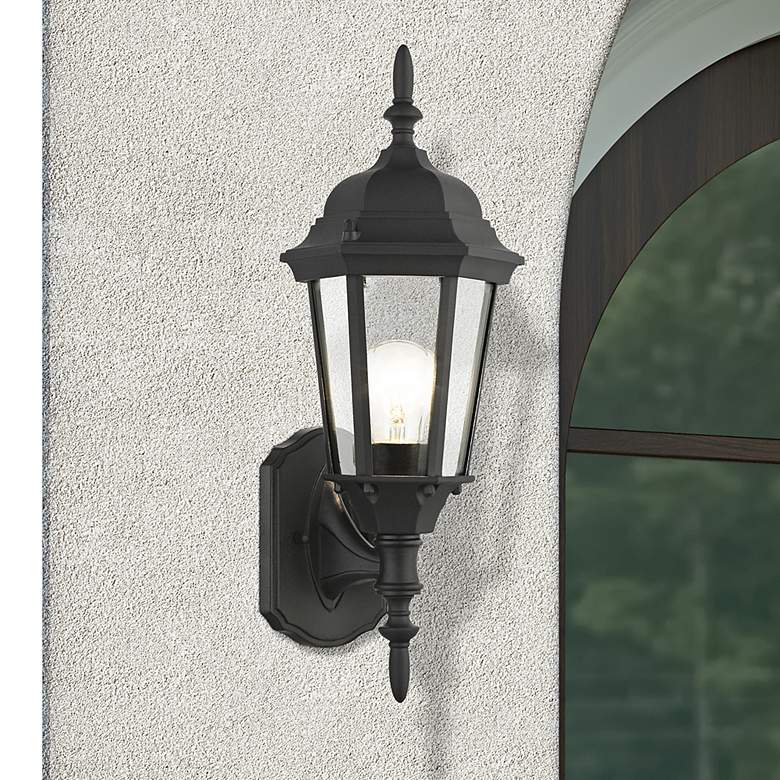 Image 1 Hamilton 17 1/4 inch High Textured Black Outdoor Wall Light