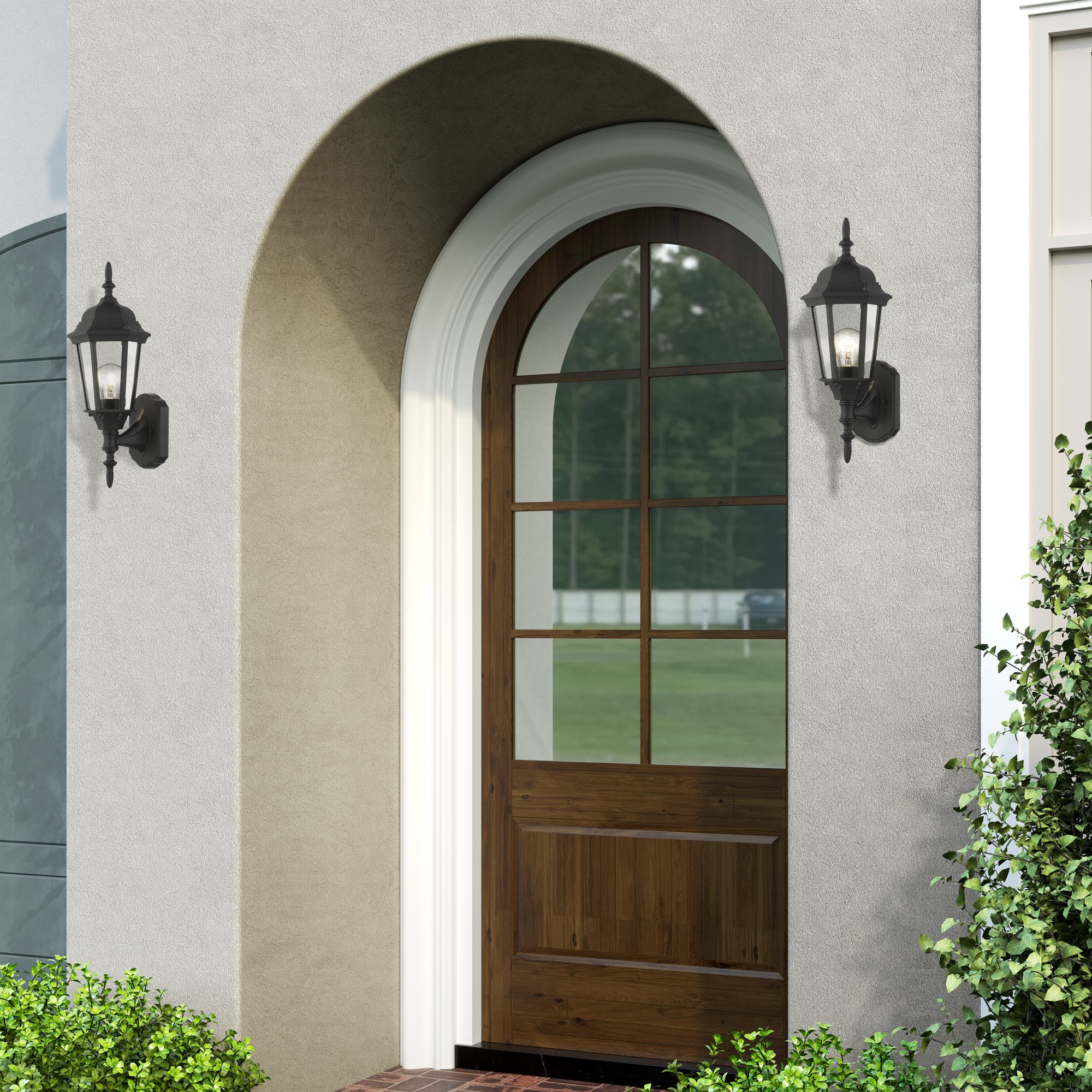 Hamilton 17 1/4" High Textured Black Outdoor Wall Light in scene