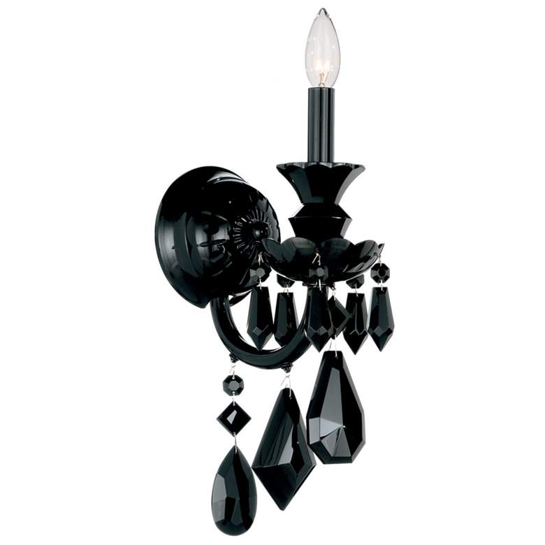 Image 1 Hamilton 17 inchH x 5 inchW 1-Light Crystal Wall Sconce in Jet Black