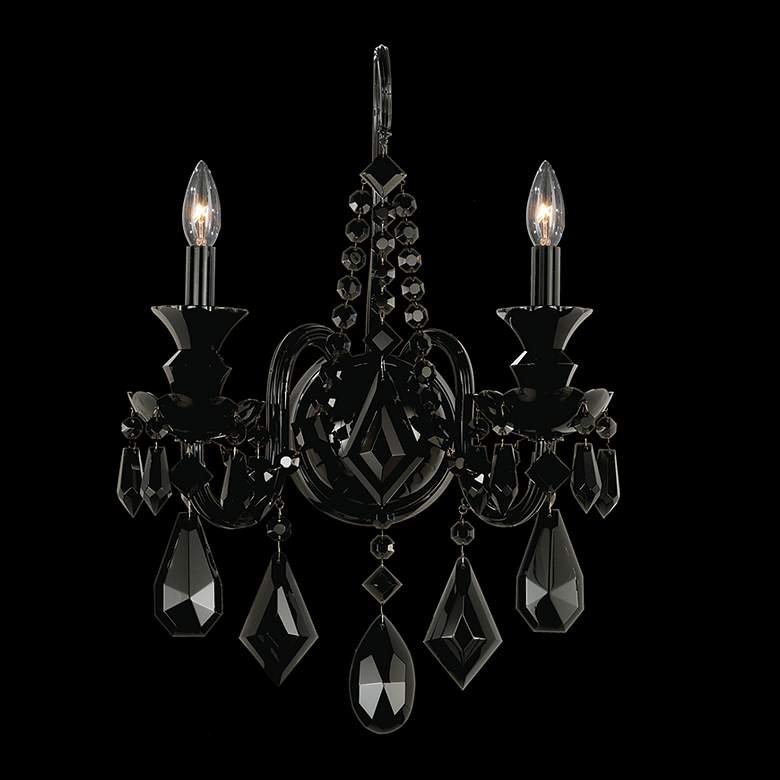 Image 1 Hamilton 18 inchH x 12 inchW 2-Light Crystal Wall Sconce in Jet Black