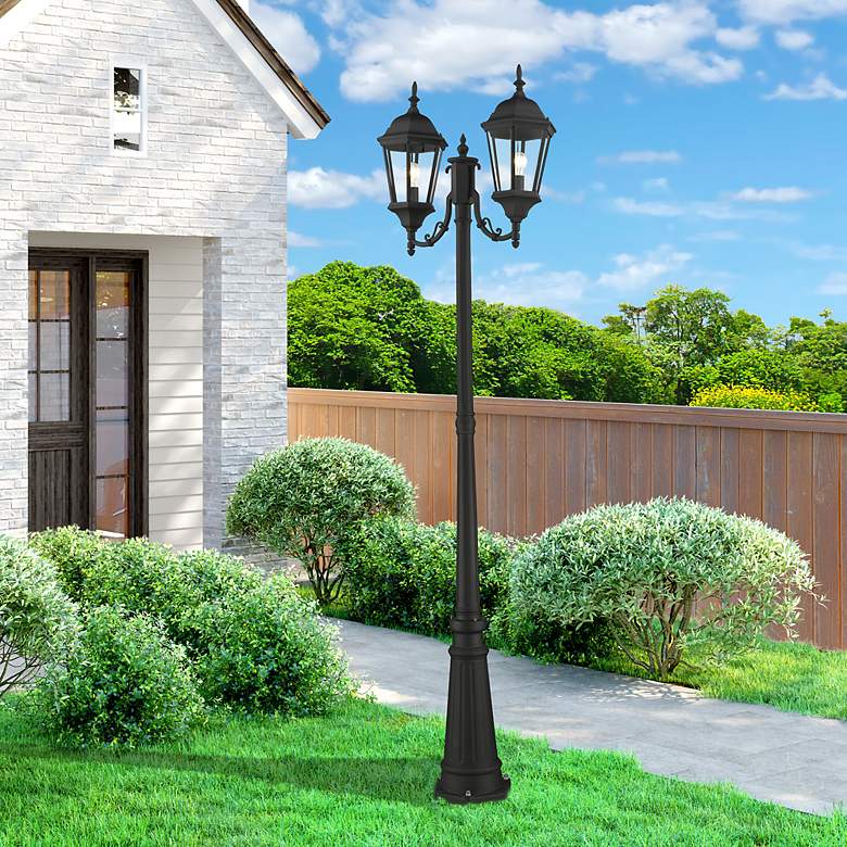 Image 1 Hamilton 2 Light Textured Black Outdoor Post Light